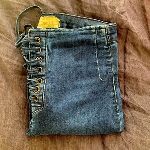 Free People Tie Up Stretchy Denim Jeans (size 28)